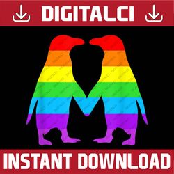 Rainbow Penguins In Love LGBT-Q Gay Pride Nursing LGBT Month PNG Sublimation Design