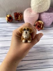 miniature realistic maltipoo dog minitoy ooak puppy pet friend for doll custom dog figurine dollhouse miniature handmade