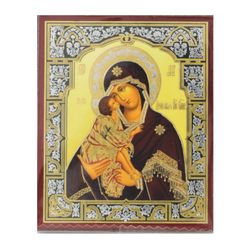 virgin of don | silver and gold foiled miniature icon |  size: 2,5" x 3,5" |