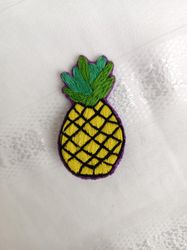 pineapple brooch fruit brooch handmade brooch embroidery brooch accessory vegan brooch plant brooch