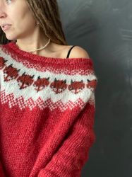 knitted sweater lopapeysa with foxes to order