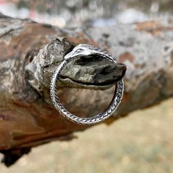 ouroboros or uroboros ring, snake eat tail, size 7 us, sterling silver, made to order