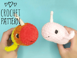 narwhal amigurumi pattern, crochet plush pattern, crochet plushie narwhal, easy quick pattern