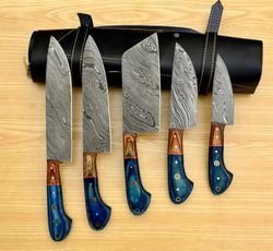 damascus steel chef knives handmade knives custom knives kitchen cutlery knife set high-quality knives sharp blades.