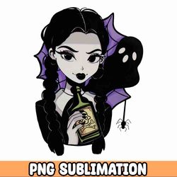 wednesday png, jpeg files | digital download halloween sublimination | sublimation png cartoon jenna addams family