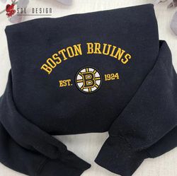 boston bruins embroidered sweatshirt, nhl embroidered sweater, embroidered nhl shirt, hockey embroidered hoodie