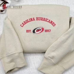 carolina hurricanes embroidered sweatshirt, nhl embroidered sweater, embroidered nhl shirt, hockey embroidered hoodie