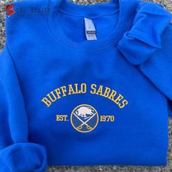 buffalo sabres embroidered sweatshirt, nhl embroidered sweater, embroidered nhl shirt, hockey embroidered hoodie