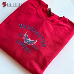 washington capitals embroidered sweatshirt, nhl embroidered sweater, embroidered nhl shirt, hockey embroidered hoodie