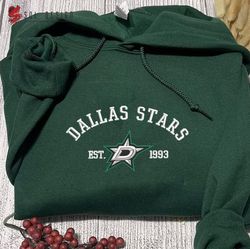 dallas stars embroidered sweatshirt, nhl embroidered sweater, embroidered nhl shirt, hockey embroidered hoodie