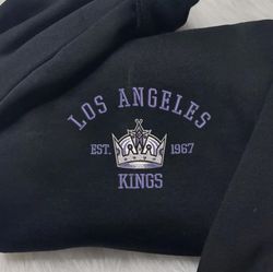los angeles kings embroidered sweatshirt, nhl embroidered sweater, embroidered nhl shirt, hockey embroidered hoodie