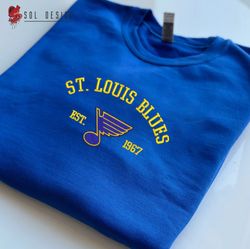 st. louis blues embroidered sweatshirt, nhl embroidered sweater, embroidered nhl shirt, hockey embroidered hoodie