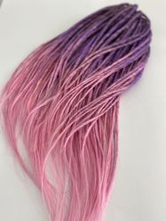 lilac pink de dreads extensions, synthetic double ended dreadlocks