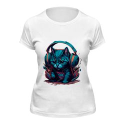 digital file cat with headphones for download. digital design for printing on t shirts