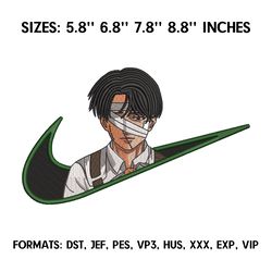 levi akkerman embroidery design file, attack on titan anime embroidery design, machine embroidery pattern, anime pes