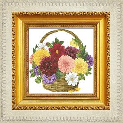 cross stitch pattern | flower embroidery | basket with dahlias | vintage cross stitch pattern | pdf | instant download