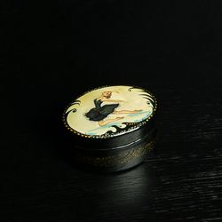 black swan lacquer box ballerina small painted swan lake ballet art