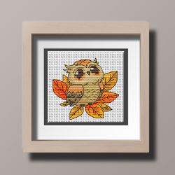 cross stitch pattern owl bird cute instant download pdf