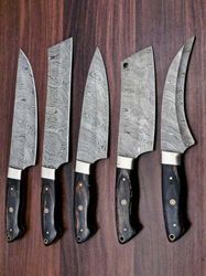 blademaster's hand forged damascus steel 5-piece chef knife set for kitchen & bbq