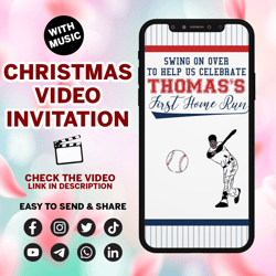 baseball invitation first birthday party video animated invitation with photo