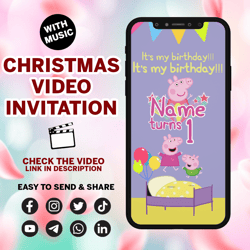 peppa pig invitation, peppa pig birthday invitation, peppa pig party invitation, birthday invitation