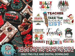 9 designs christmas teacher png bundle, christmas png, teacher png, xmas png, merry christmas png, santa png, christmas