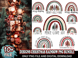 10 designs christmas rainbow png bundle, christmas png, rainbow png, xmas png, merry christmas png, santa png, christmas