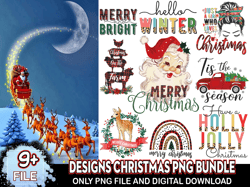 9 designs christmas png bundle, merry christmas png, christmas png, xmas png, winter png, santa png, christmas clipart