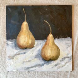 original painting pears oil painting still life painting black pears background painting wall art