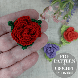 crochet pattern small rose, little flower crochet pattern, flower for scrapbooking, flower applique, crochet motif