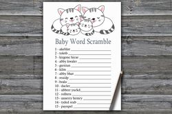 kittens baby word scramble game card,cat or kittens baby shower games printable,fun baby shower activity-340