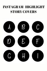 36  english alphabet instagram highlight covers. black and white letters social media icons. instagram highlight