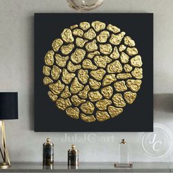 gold and black abstract wall art textured artwork original painting with golden metallic texture | modern wall decor