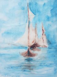 sailboat watercolour painting - digital file that you will download