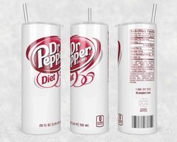 dr pepper diet tumbler wrap, 20oz skinny tumbler, straight & taper designs, dr pepper diet wrap png, soda wrap png