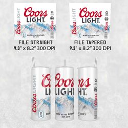 coors light beer tumbler wrap, 20oz skinny tumbler, coors light beer tumbler wrap png, white beer wrap png