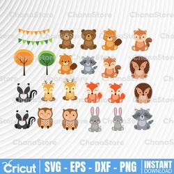 woodland png, cute woodland animal, woodland nursery baby shower, woodland party decoration, cute fox clipart,