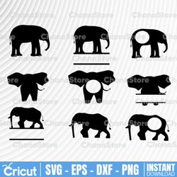elephant svg | elephant monogram bundle | elephant cut file | elephant silhouette | elephant clipart | elephant vector