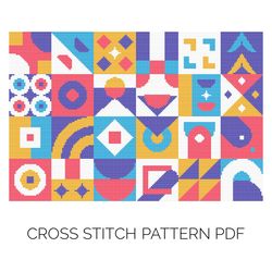 geometric illustration cross stitch pattern | counted cross stitch pattern | geometric art | geometric painting