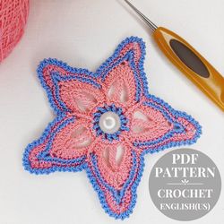 crochet flower pattern, flower applique, crochet motif, flower crochet pattern, crochet applique, crochet irish lace