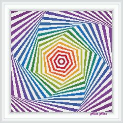 cross stitch pattern panel abstract geometric 3d ornament rainbow monochrome pillow napkin counted crossstitch patterns