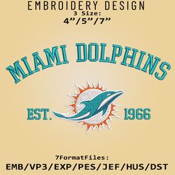 miami dolphins embroidery design, nfl logo embroidery files, nfl dolphins, machine embroidery pattern, digital download