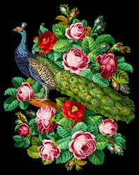 a185 peacock and roses