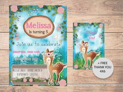 bambi printable invitation | bambi birthday invitation | bambi invitation | bambi digital invitation