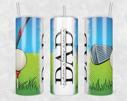 golf dad tumbler wrap, fathers day tumbler wrap, seamless tumbler for dad, split add kids names png