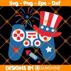 video game 4th of july svg, 4th of july game controller svg, fireworks svg, funny gamer kids independence svg