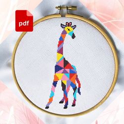 triangle giraffe for children easy cross stitch pattern