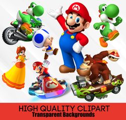 mario png clipart bundle, mario bros clipart, mario kart png