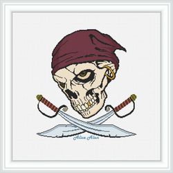 cross stitch pattern sea pirate skull saber silhouette halloween marine sailor captain counted crossstitch patterns pdf