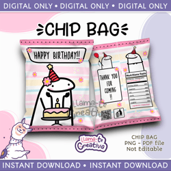 flork chip bag, printable birthday party, instant download